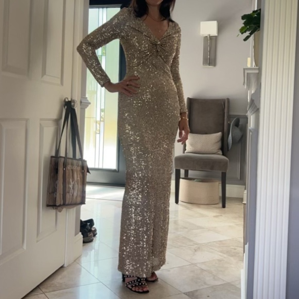 St. John Metallic Long Sleeve Dress / gown